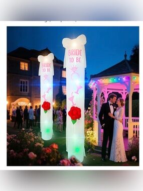 10FT Bride to Be! Bridal Shower White Pillar Inflatable Decoration,